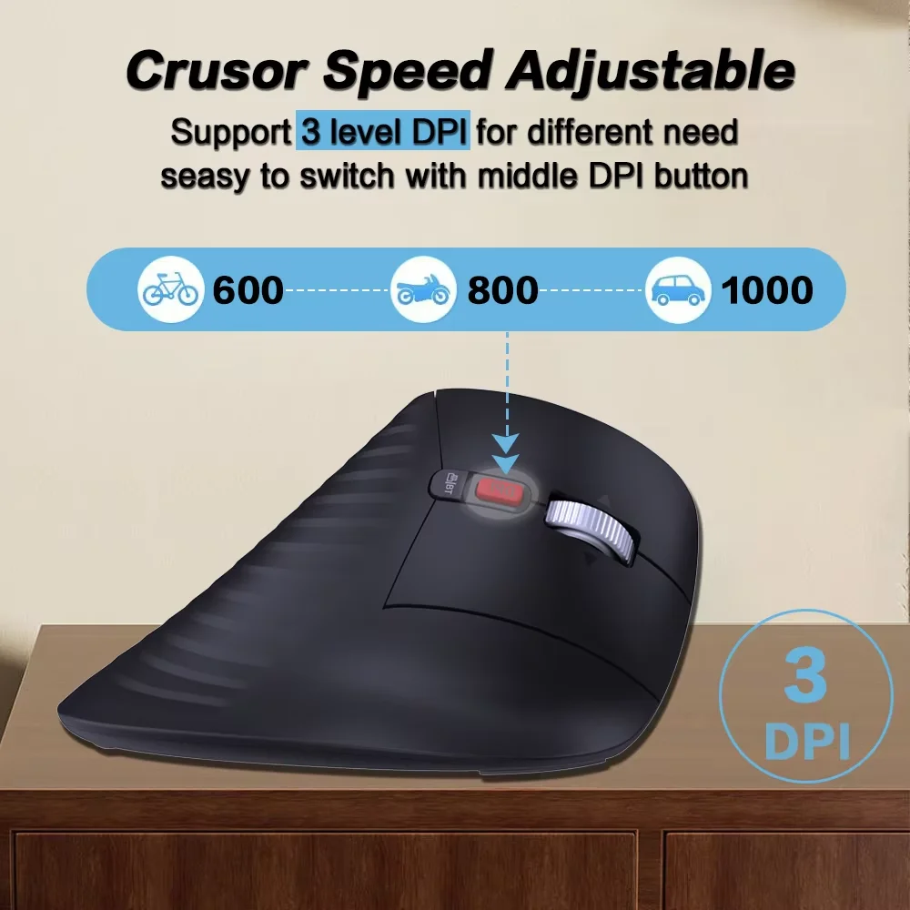JOMAA Trackball Mouse,Rechargeable Wireless Thumb-Control Vertical Mouse with Speed Roller,3 Device Connection