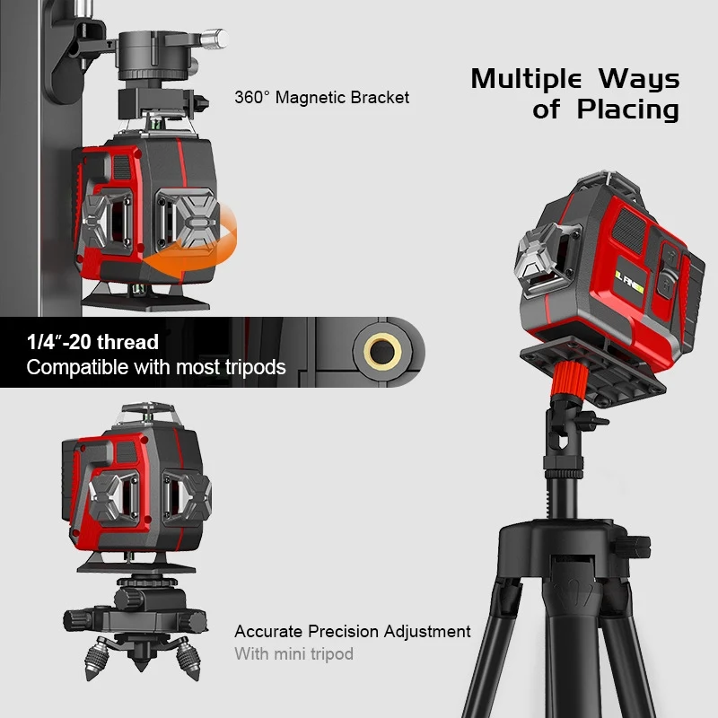 16 Line 4D Laser Level Four Lasers Emit 360° Horizontal & Vertical Laser Lines Professional Laser Leveling Tool for Construction