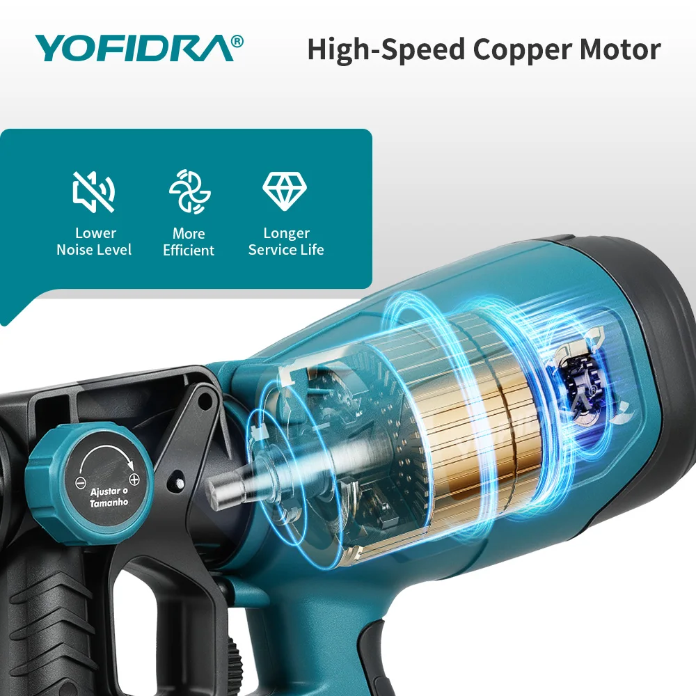 YOFIDRA 1000ML Electric Spray Gun 66000RPM Cordless Paint Sprayer Auto Steel Coating Airbrush Power Tools For Makita Battery Pin