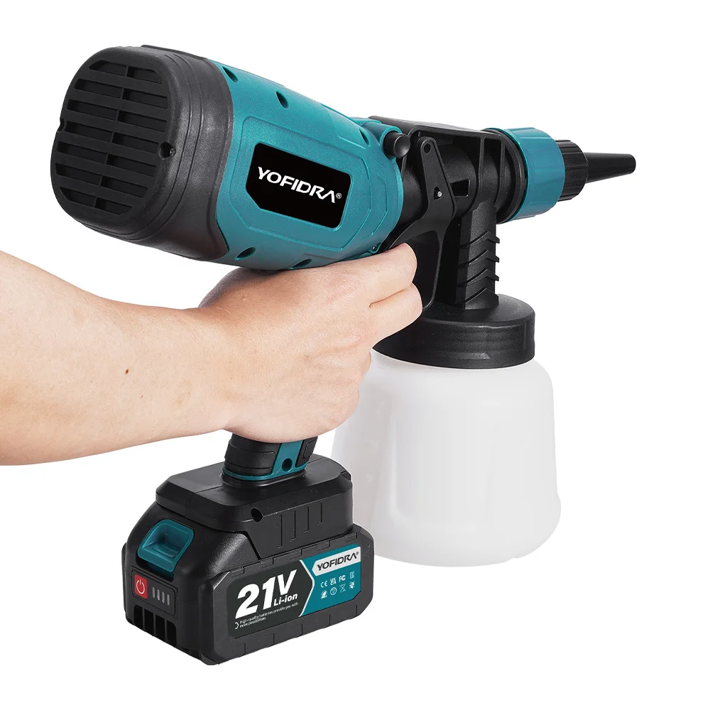 YOFIDRA 1000ML Electric Spray Gun 66000RPM Cordless Paint Sprayer Auto Steel Coating Airbrush Power Tools For Makita Battery Pin