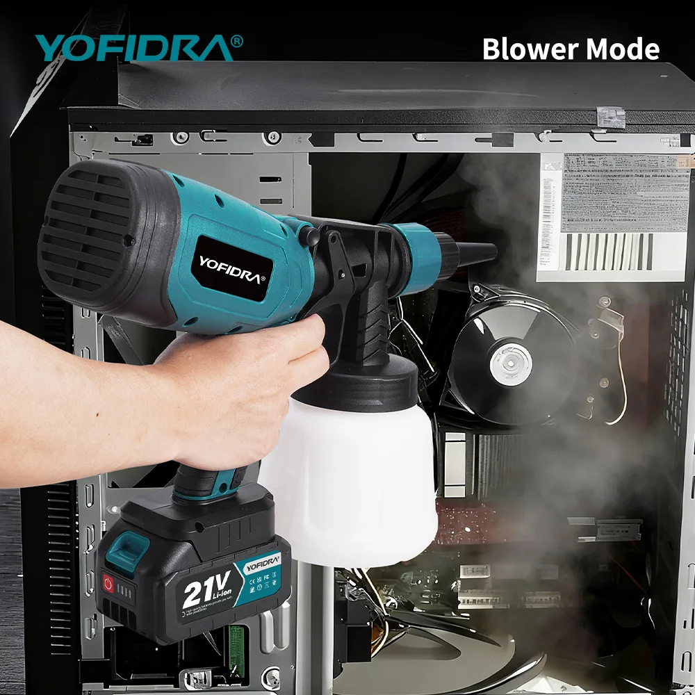 YOFIDRA 1000ML Electric Spray Gun 66000RPM Cordless Paint Sprayer Auto Steel Coating Airbrush Power Tools For Makita Battery Pin