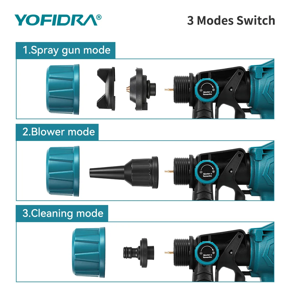 YOFIDRA 1000ML Electric Spray Gun 66000RPM Cordless Paint Sprayer Auto Steel Coating Airbrush Power Tools For Makita Battery Pin
