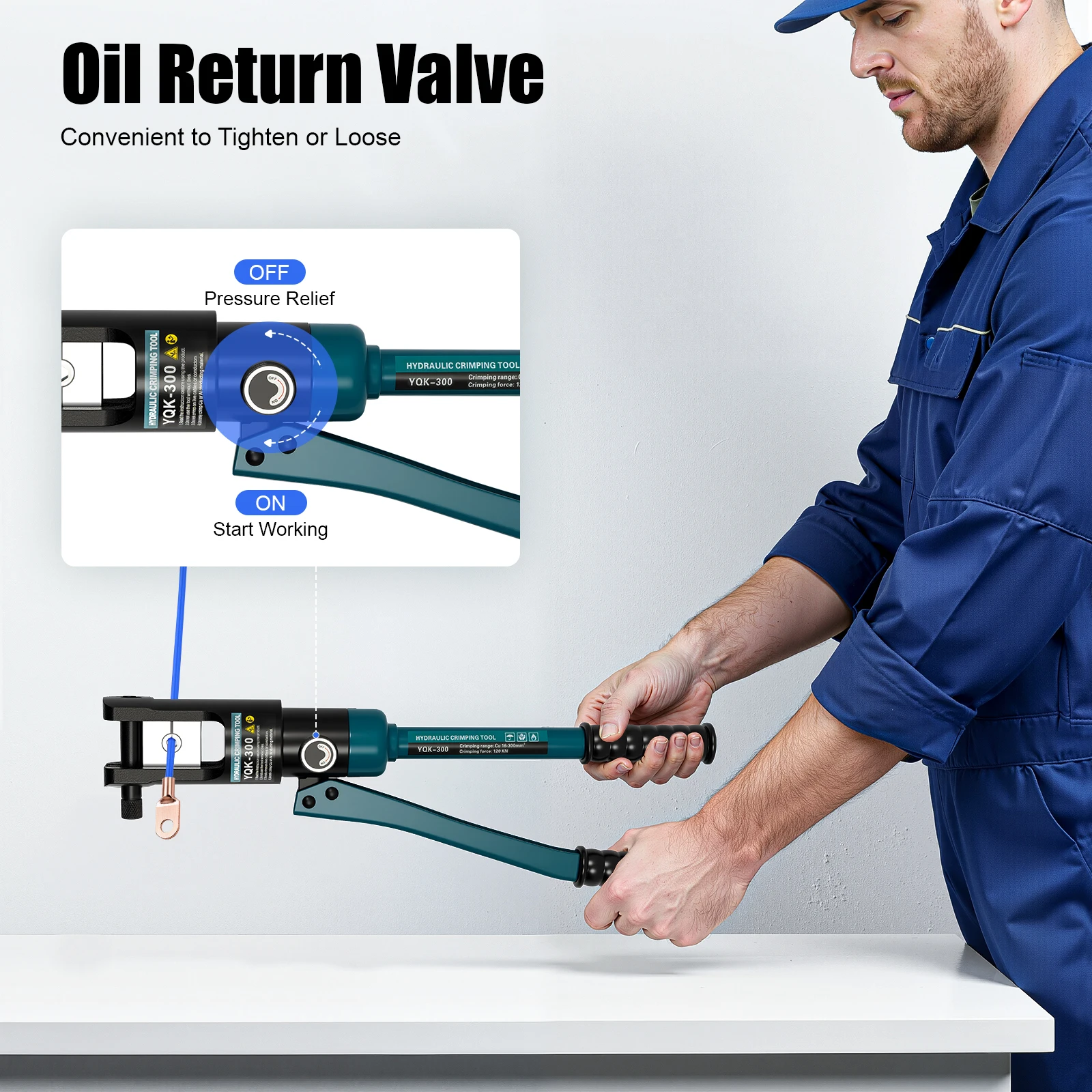 Hydraulic Crimper w/ 11 Pairs of Dies, YQK-300 Hand Operated Hydraulic Crimping Tool Manual Hydraulic Tube Crimper Set