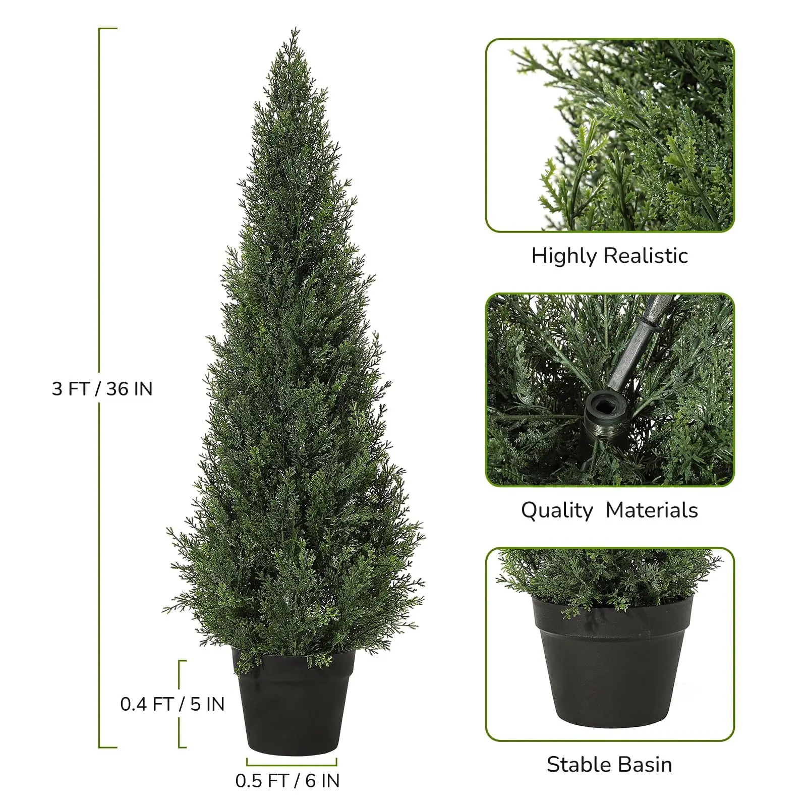 2 Pieces,90/120/150cm,Artificial Cedar Topiary Trees-UV Resistant&Maintenance Free for Balcony Patio Living Room Home Decoration