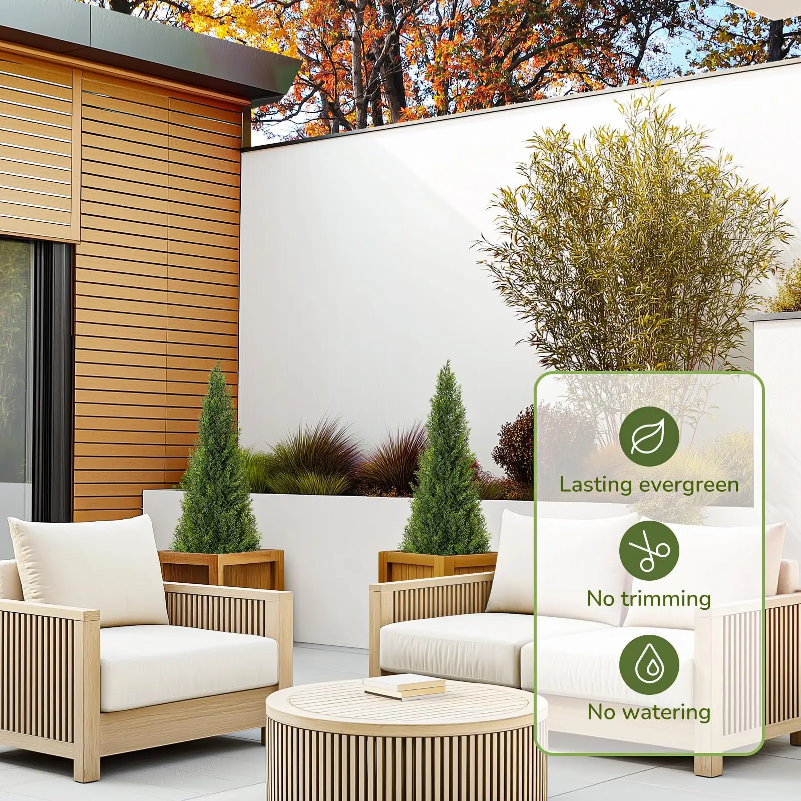 2 Pieces,90/120/150cm,Artificial Cedar Topiary Trees-UV Resistant&Maintenance Free for Balcony Patio Living Room Home Decoration