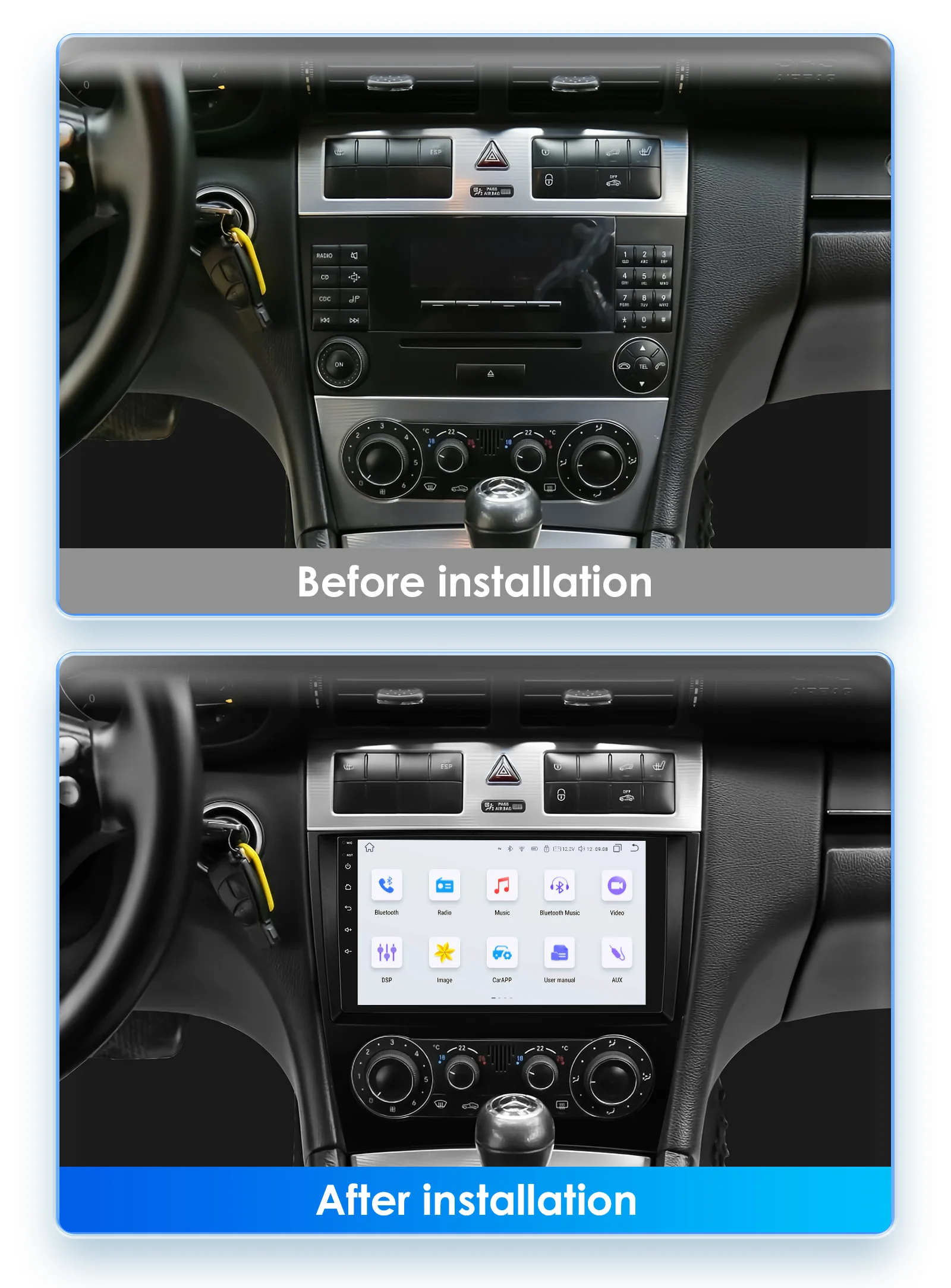 9" 2Din Android 13 Car Radio For Mercedes Benz CLC W203 C-Class C180 C200 CLK200 CLK W209 Navi GPS 4G CarPlay autoradio 8G 128G