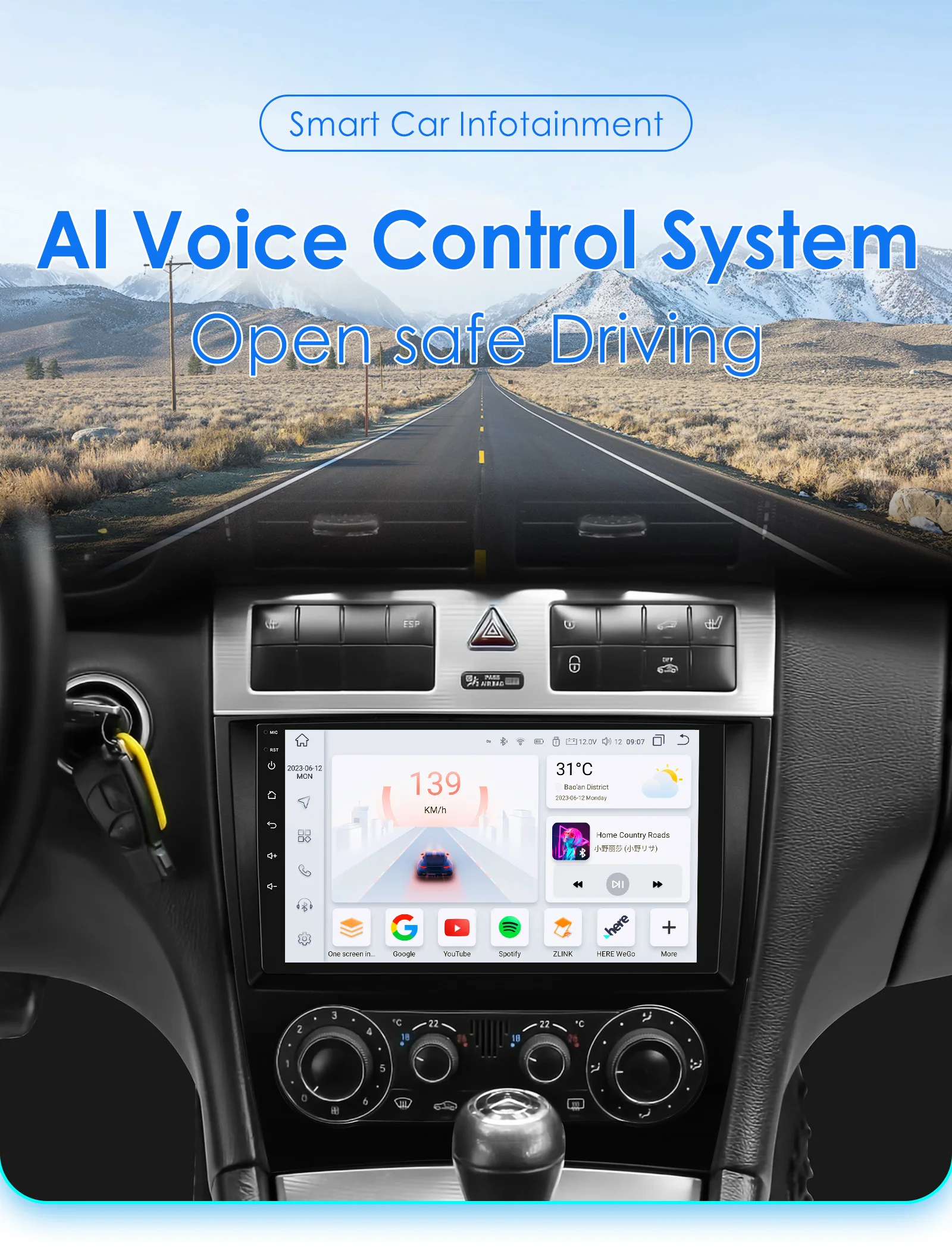 9" 2Din Android 13 Car Radio For Mercedes Benz CLC W203 C-Class C180 C200 CLK200 CLK W209 Navi GPS 4G CarPlay autoradio 8G 128G