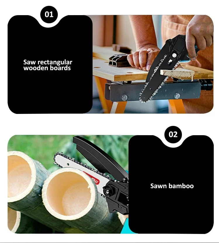 JAUHI Portable 6inch Electric Chainsaw Rechargeable Small Wood Spliting Chainsaw One-handed Woodworking Tool for Garden Tools