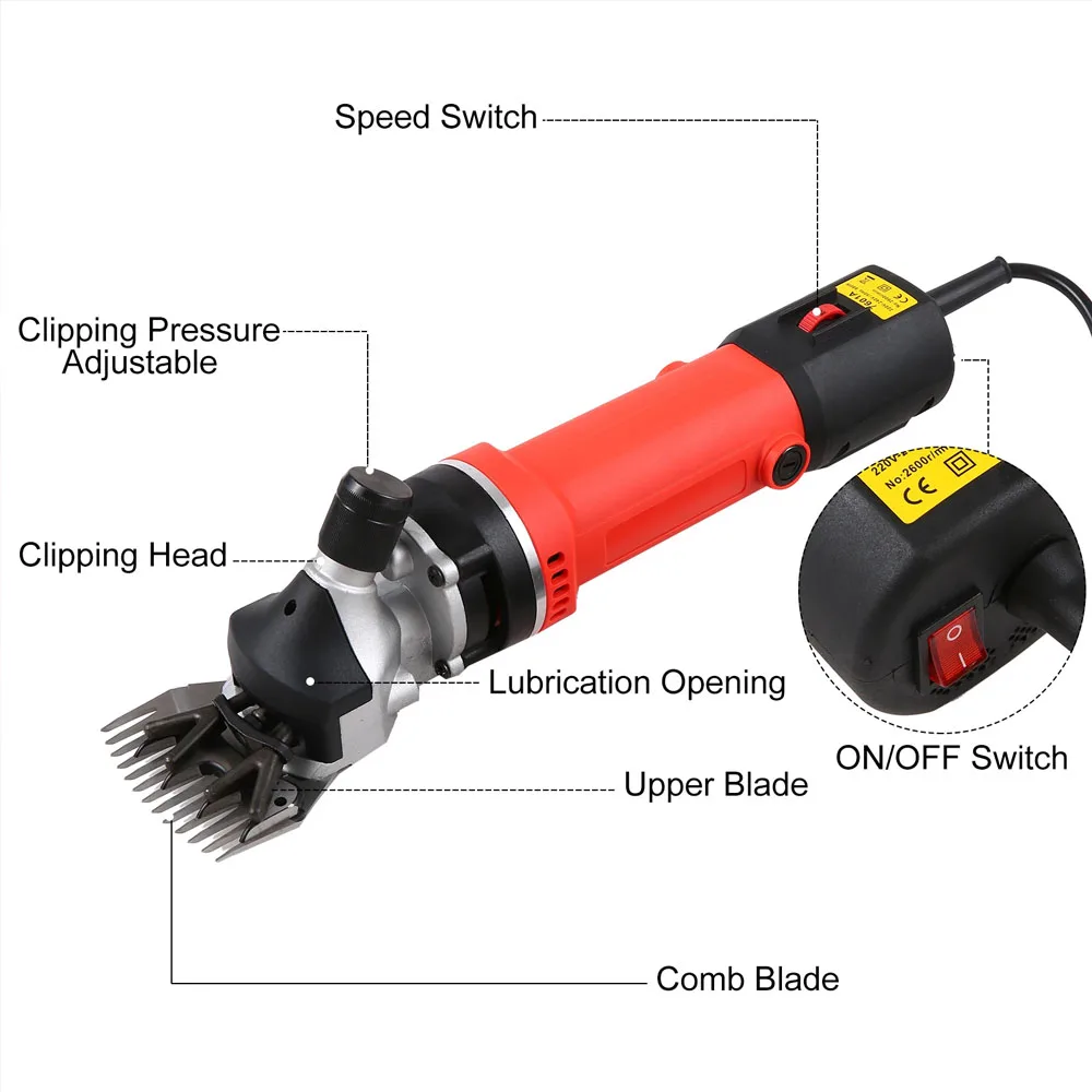 6 Speed 13 Teeth Plug in Electric Sheep Pet Hair Clipper Shearing Kit Shear Wool Cut Goat Pet Animal Shearing Supplies Farm Cut