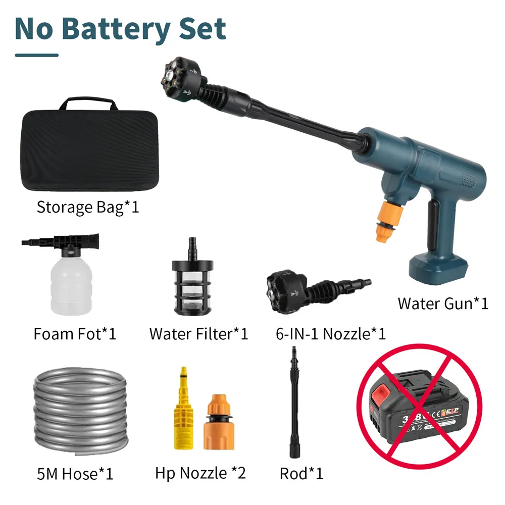 200Bar Brushless Electric High Pressure Washer Water Gun 6IN1 Cordless Car Washer Cleaning Garden For Makita 18V Battery
