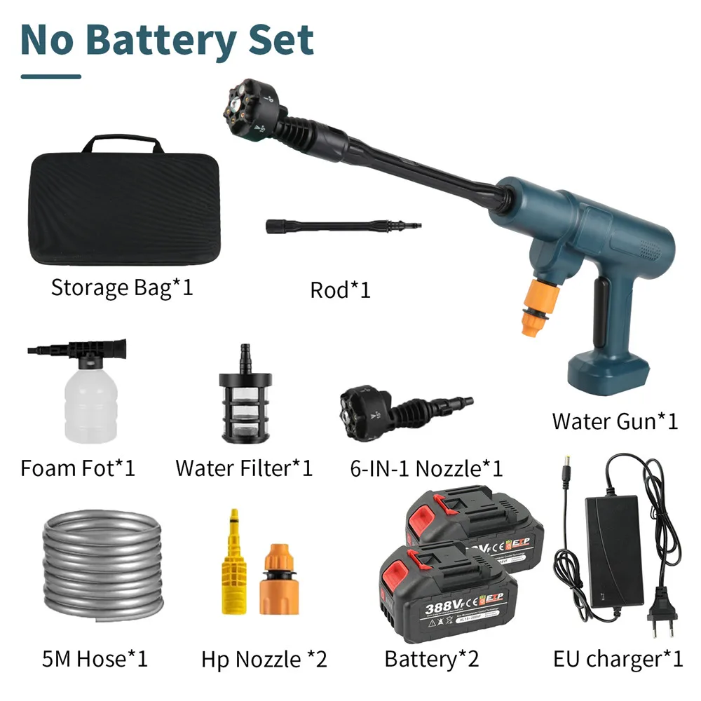 200Bar Brushless Electric High Pressure Washer Water Gun 6IN1 Cordless Car Washer Cleaning Garden For Makita 18V Battery