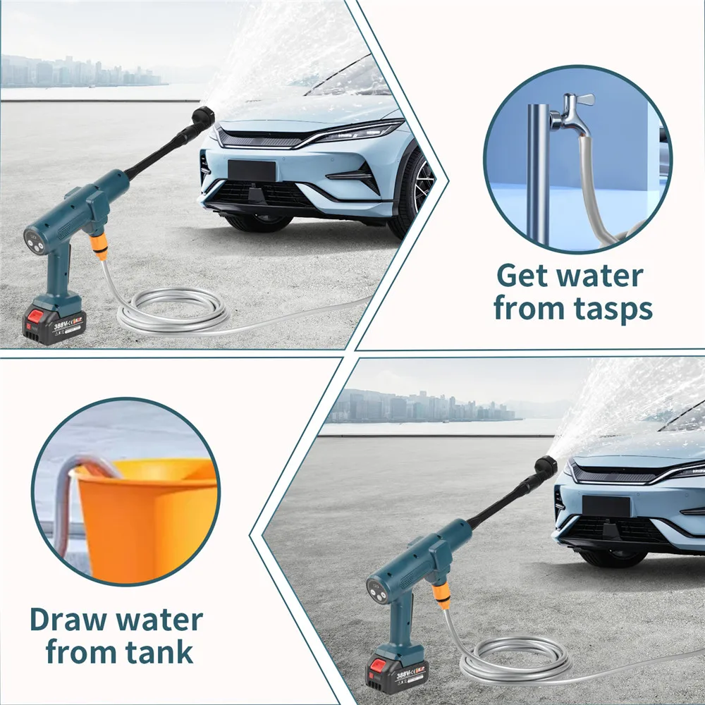 200Bar Brushless Electric High Pressure Washer Water Gun 6IN1 Cordless Car Washer Cleaning Garden For Makita 18V Battery