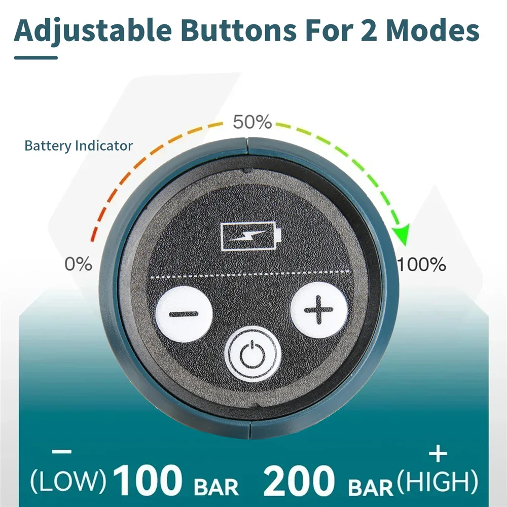 200Bar Brushless Electric High Pressure Washer Water Gun 6IN1 Cordless Car Washer Cleaning Garden For Makita 18V Battery