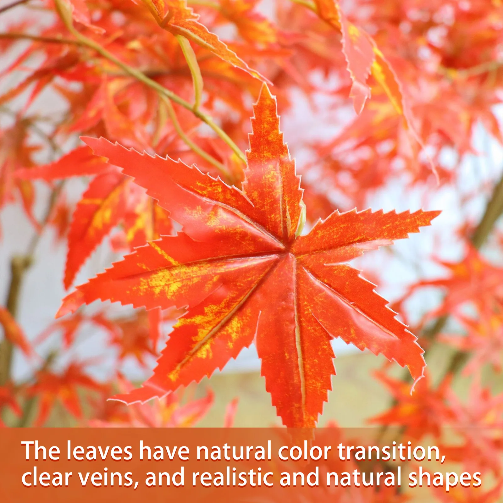 Autumn Maple Artificial Fall Tree In Plastic Pot Faux Red Maple Leaves Silk Maple Tree For Thanksgiving Party Home Decoration