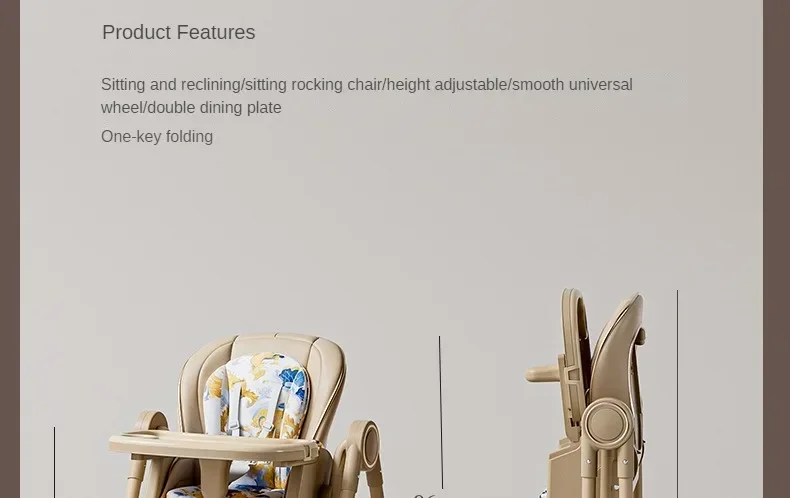 Lightweight Children's Dining Chair Multifunctional Baby Dining Chair with Adjustable Seat Height 2-in-1 Baby Rocking Swing