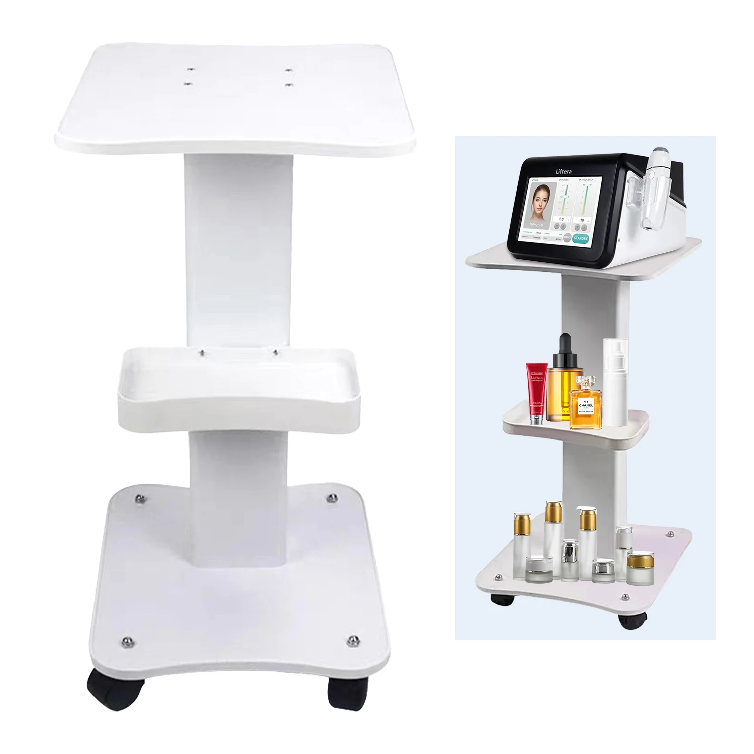SPA Beauty Storage Beauty Salon Stand Rolling Trolley Cart Equipment Machine Holder Organizer 3 Tier Salon Table Wheel Holder