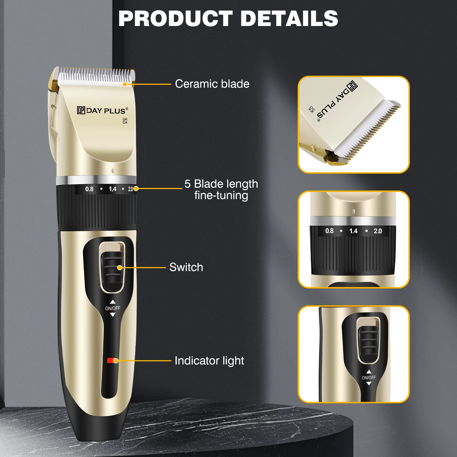 BRIEFNESS Hair Trimmer Pet Trimmer Silent All-In-One Body Hair Trimmer Cordless Precision Trimmer Runs for 90 Minutes