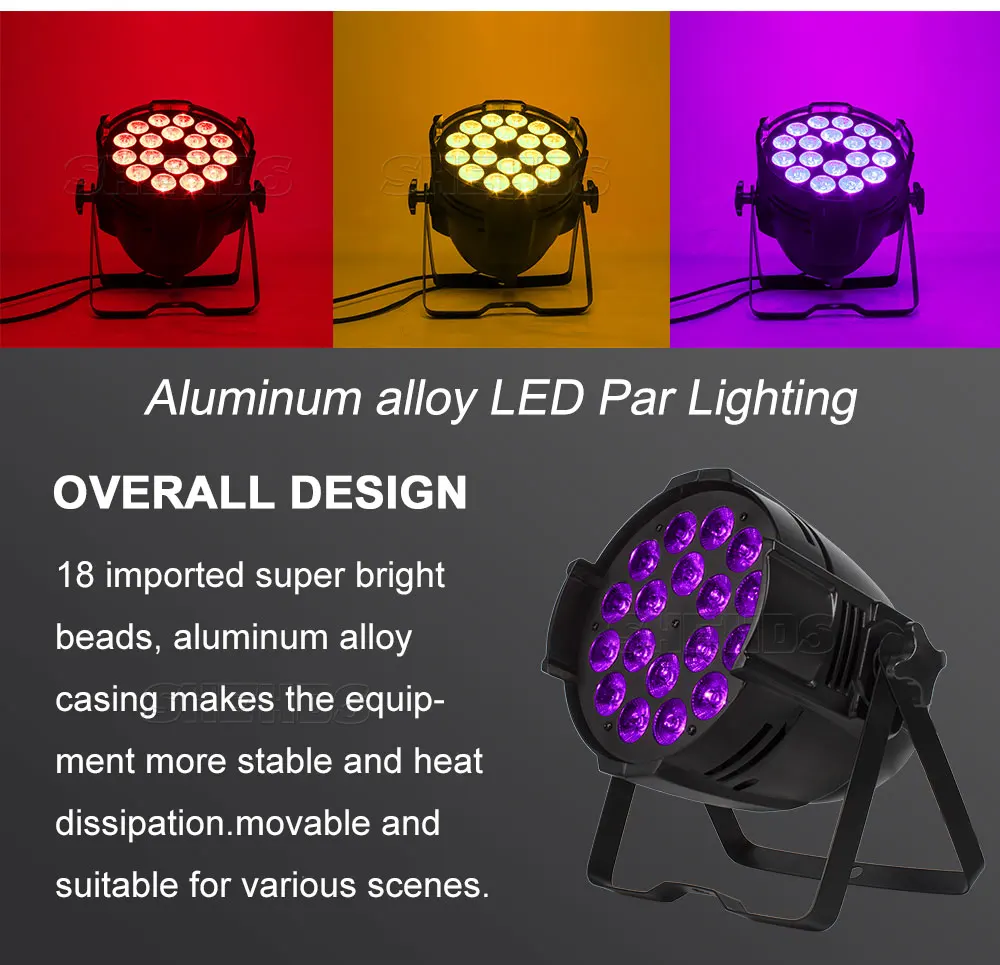 SHEHDS Big Aluminum Alloy LED Par 18x12W RGBW/18x18W RGBWA+UV Light Ball DJ Projector Stage Christmas Decoration