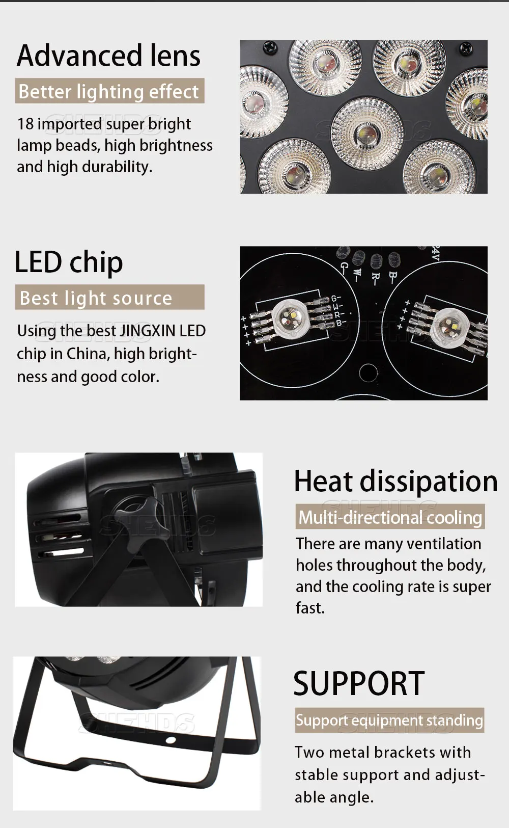 SHEHDS Big Aluminum Alloy LED Par 18x12W RGBW/18x18W RGBWA+UV Light Ball DJ Projector Stage Christmas Decoration
