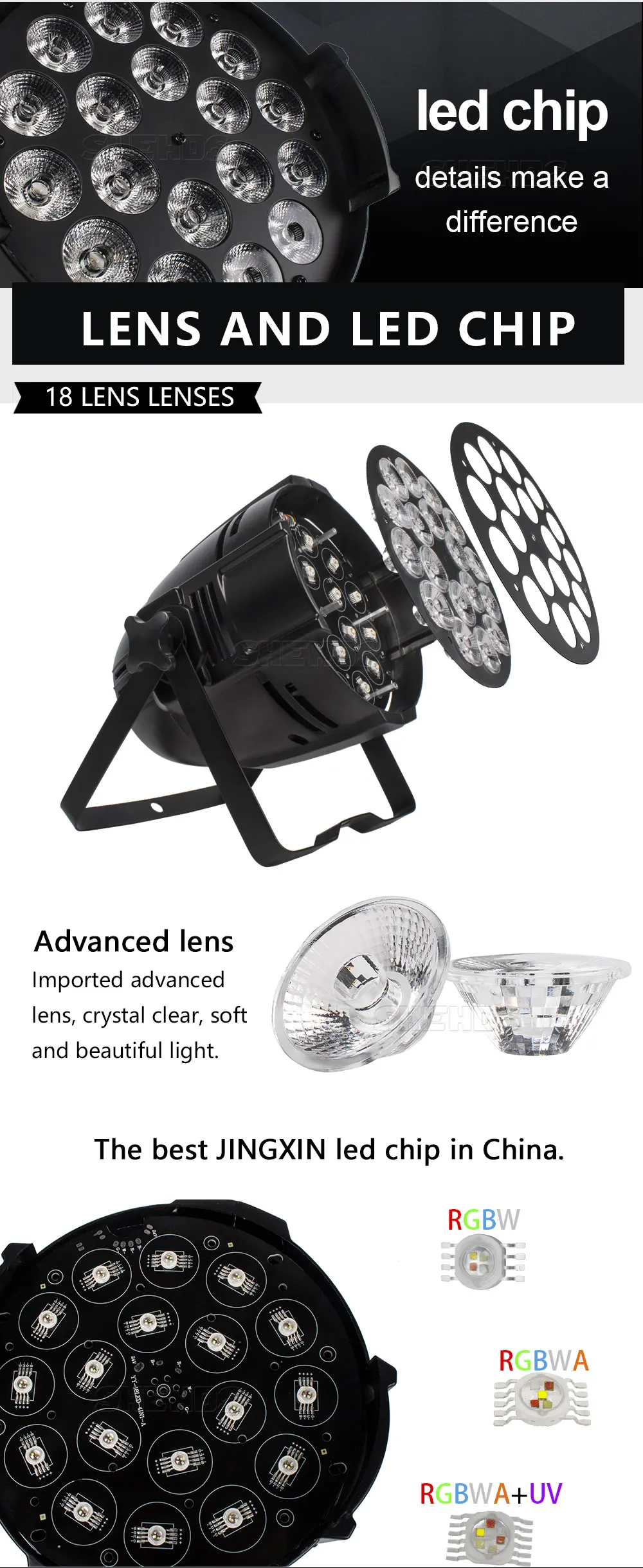 SHEHDS Big Aluminum Alloy LED Par 18x12W RGBW/18x18W RGBWA+UV Light Ball DJ Projector Stage Christmas Decoration