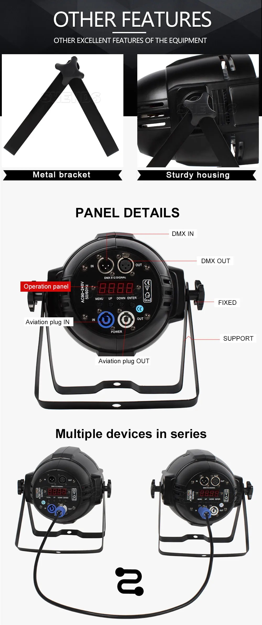 SHEHDS Big Aluminum Alloy LED Par 18x12W RGBW/18x18W RGBWA+UV Light Ball DJ Projector Stage Christmas Decoration