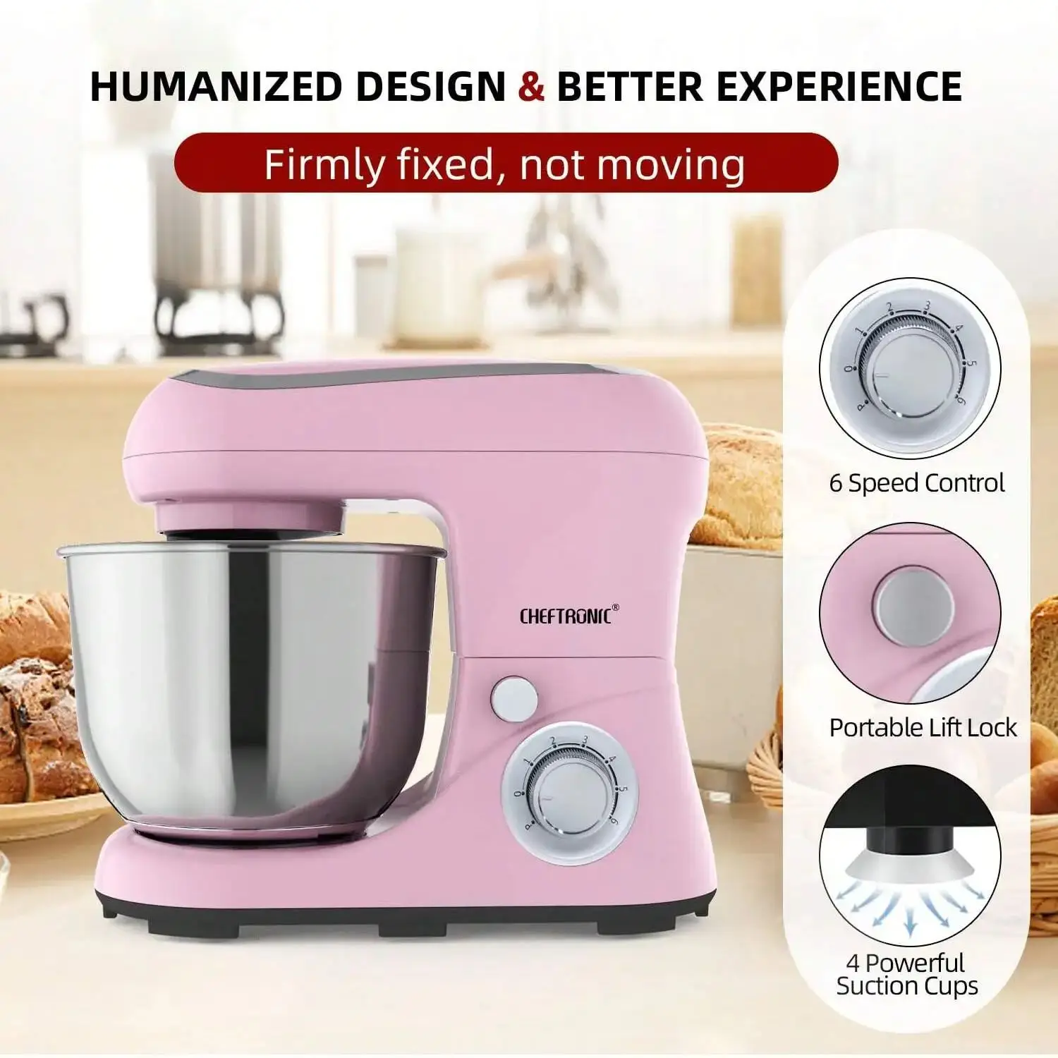 1pc Stand Mixer, 5L Tilt-Head Electric Household - 1300W 6+P electric blender, Food Beater And Butter Beater, EC Plug