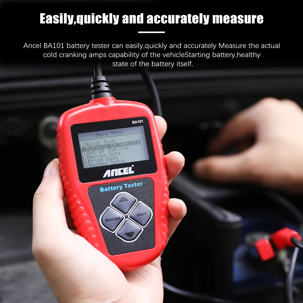 ANCEL BA101 Car Battery Tester 12V Digital Automotive Alternator Meter Diagnostic Tool,100-2000 CCA Load Capacity, Charging & C