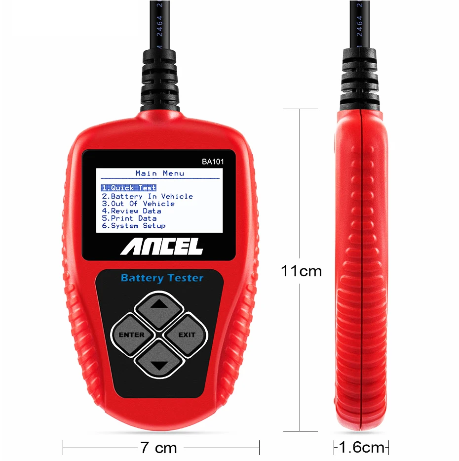 ANCEL BA101 Car Battery Tester 12V Digital Automotive Alternator Meter Diagnostic Tool,100-2000 CCA Load Capacity, Charging & C