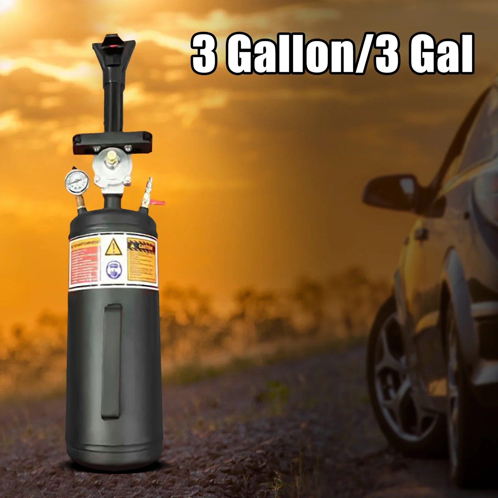 3 Gallons Tire Inflator Tires Inflation Cannon Shock Filler Tire Booster High Pressure Air Tire Bead Sealer W/Air Pressure Gauge