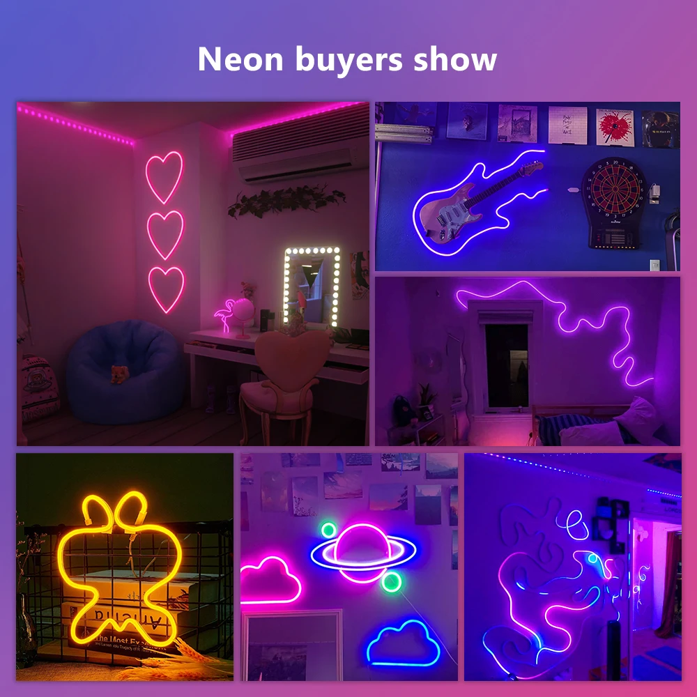 RGBIC Waterproof Flexible Neon LED Strip with App/Remote Control, Music Sync DIY Lamp for Living Room, Bedroom, Wall Decoration