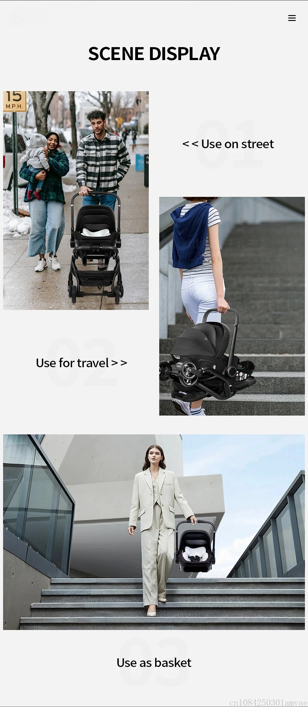 Portable 3-in-1 Baby Stroller Newborn Baby Sleeping Basket Multi-function Child Car Seat Luxury Baby Carriage Foldable