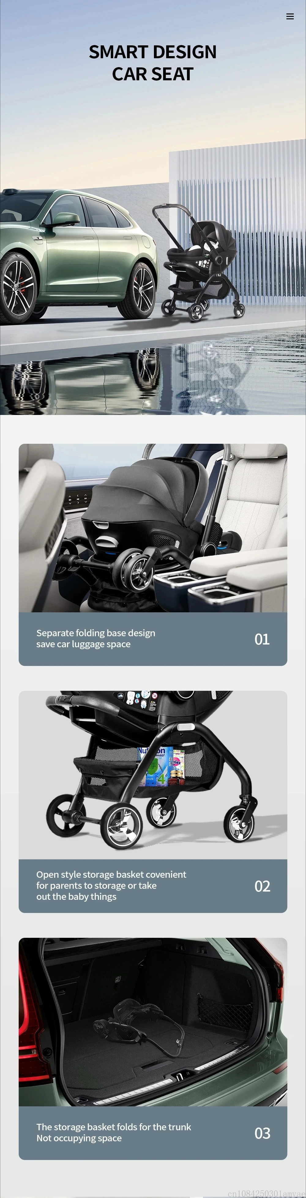 Portable 3-in-1 Baby Stroller Newborn Baby Sleeping Basket Multi-function Child Car Seat Luxury Baby Carriage Foldable
