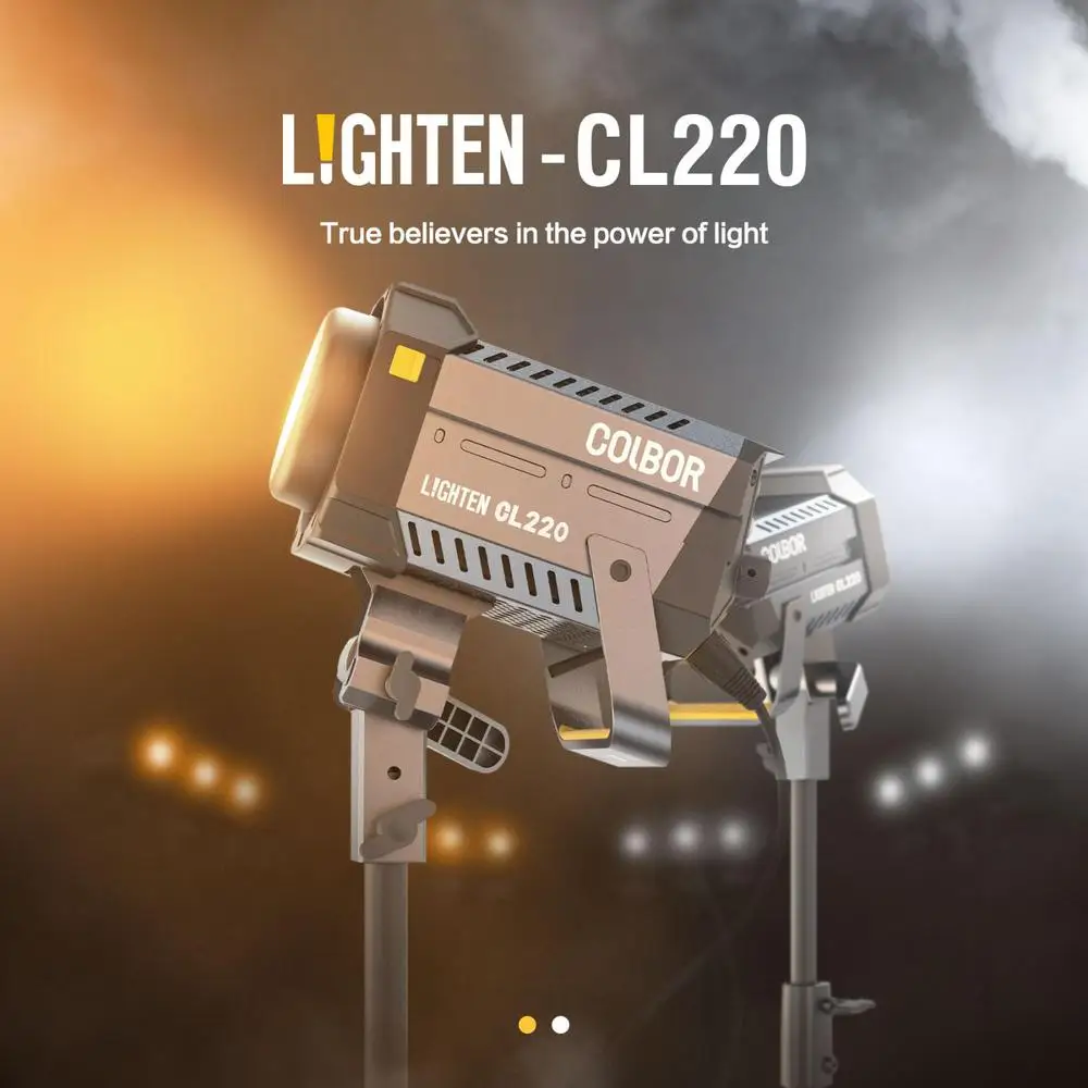 COLBOR CL220 220W 2700-6500K Bi-Color COB LED Video Light with Built-in Mesh Remote Networking Module for Photography Fill Lamp