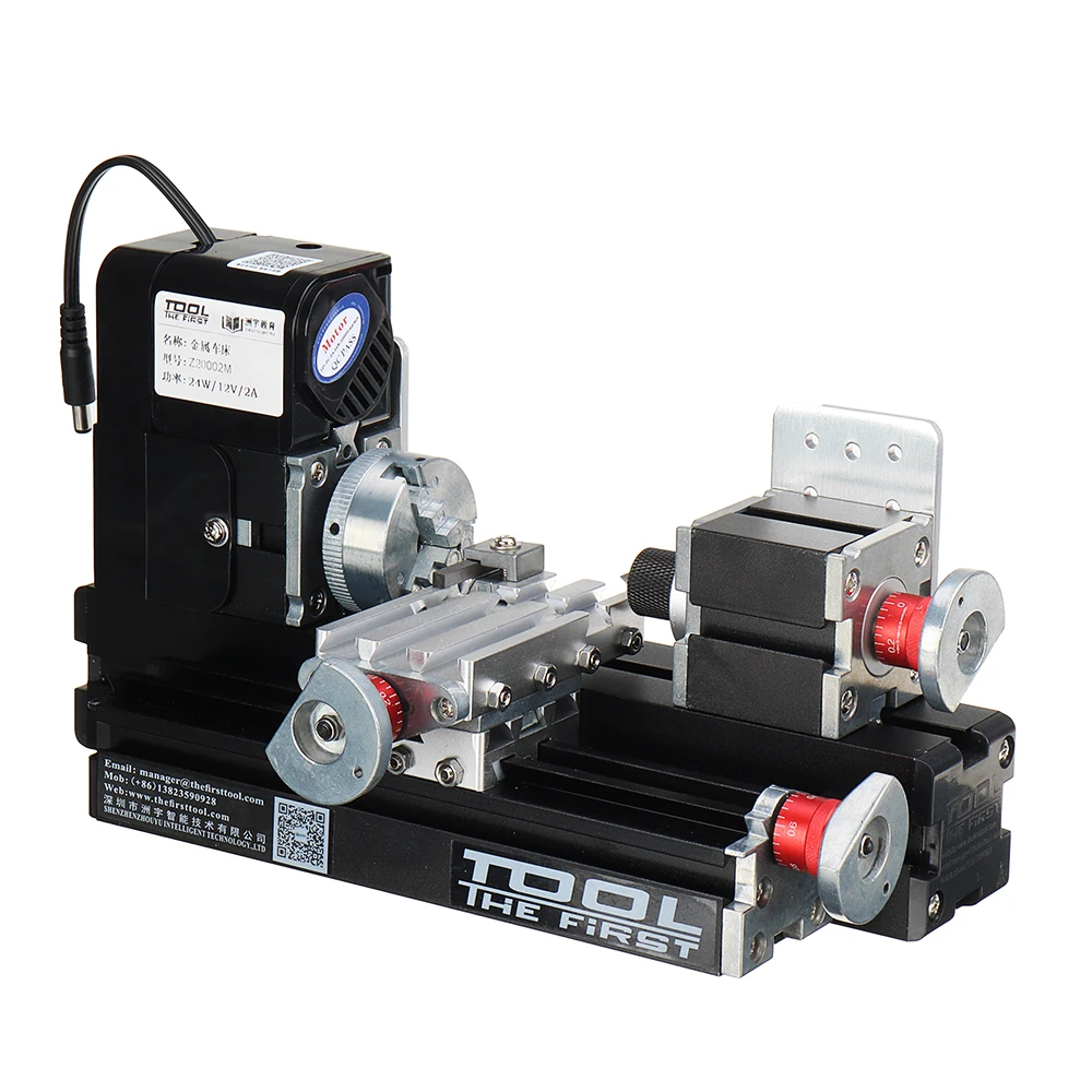Z20002M Mini Wood Lathe 12V DC 2A 24W Multi-purpose 2000rpm Metal Rotating Lathe Machine EU Plug Woodworking Tool
