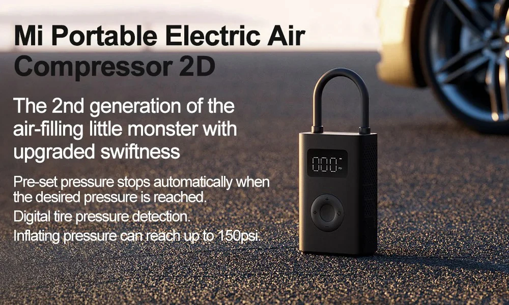 New 2025 Xiaomi Mijia Air Pump 2D 25%Speed Boost Portable Electric Air Compressor Treasure 150PSI Type-C LED Multitool Inflator