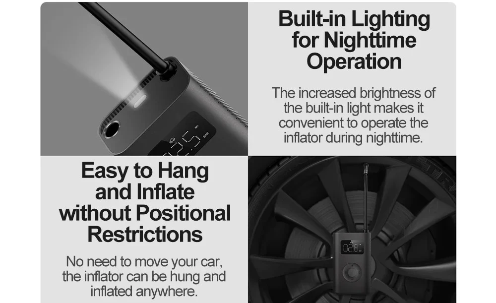 New 2025 Xiaomi Mijia Air Pump 2D 25%Speed Boost Portable Electric Air Compressor Treasure 150PSI Type-C LED Multitool Inflator