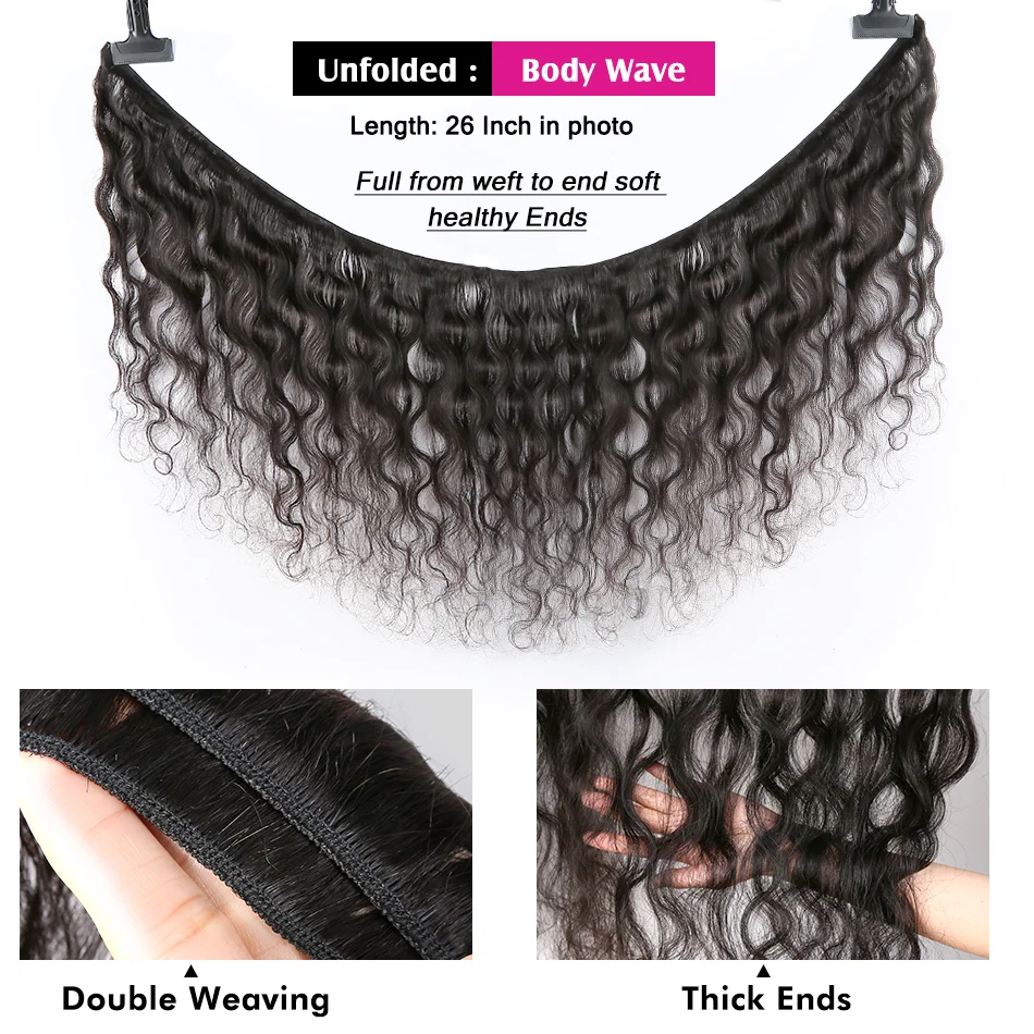 Body Wave Lace Closure With Hair Bundles 100% Human Hair Bundle With 2x6 4x4 5X5 Transparent Closure Remy Hair Weave Extensions