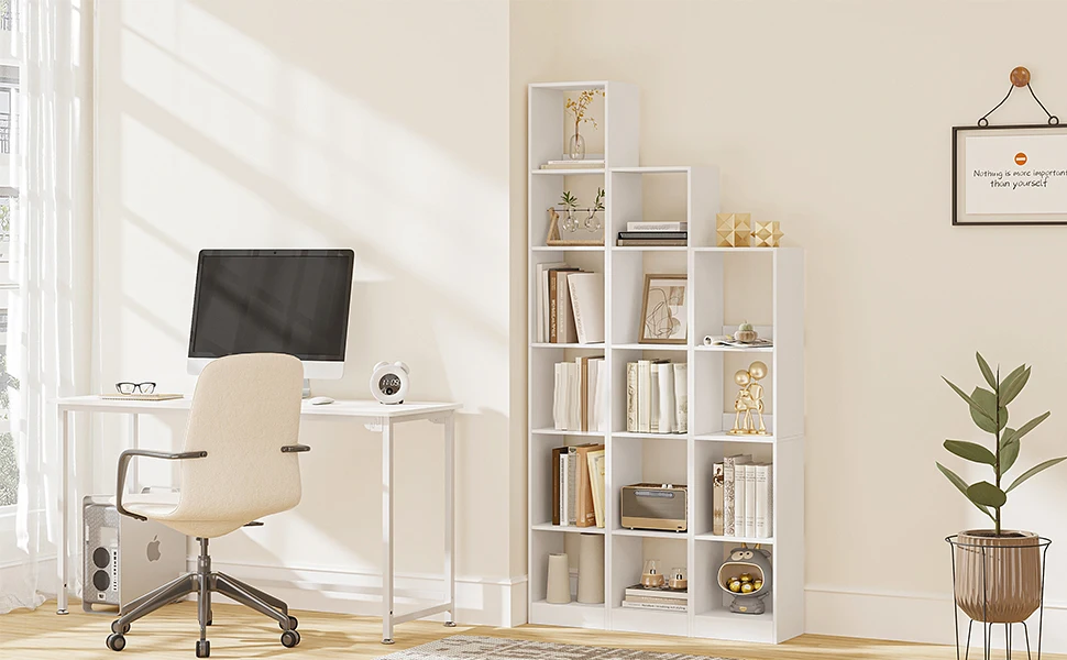 Bookcase, Modern Open Wooden Bookshelf, Storage Racks and Display Shelves for Living Room, Home Office, Bedroom, 6-Tier