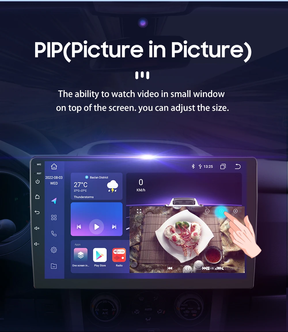 Hizpo 2DIN 9inch Android CarPlay Universal Car Radio Generic Multimedia Player GPS Navigation WiFi Bluetooth RDS DSP SWC 4G-LTE Optional No Canbus