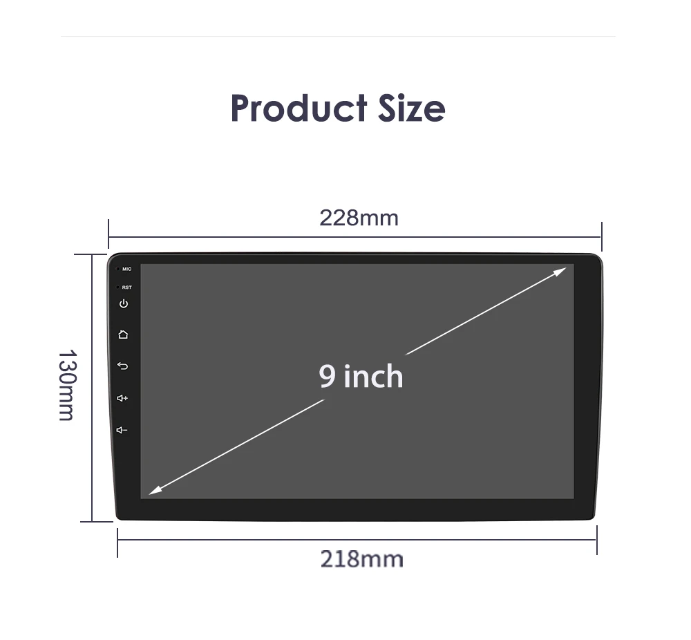 Hizpo 2DIN 9inch Android CarPlay Universal Car Radio Generic Multimedia Player GPS Navigation WiFi Bluetooth RDS DSP SWC 4G-LTE Optional No Canbus