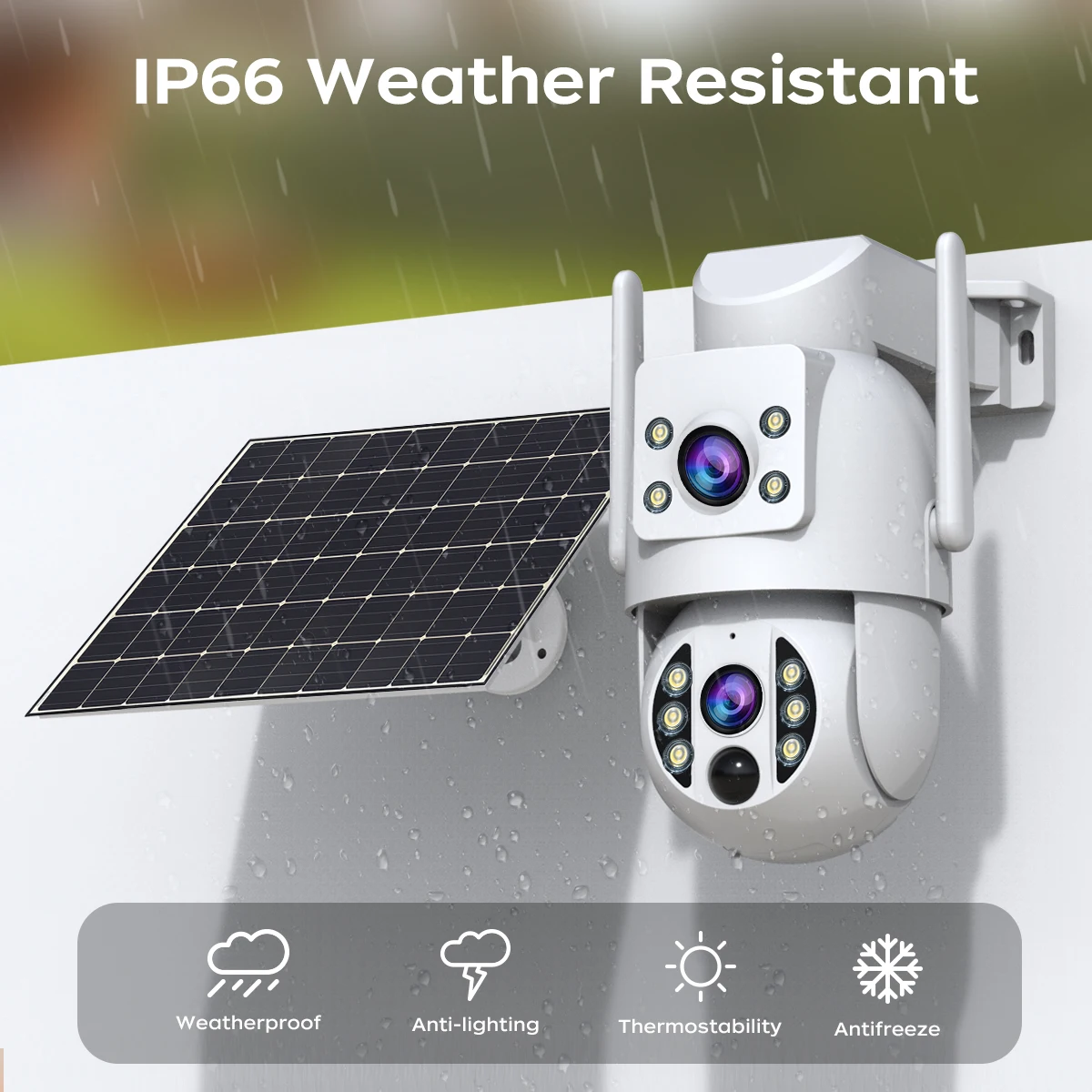 JOOAN 4MP Solar Wifi Camera Dual Lens Outdoor Wireless PIR Human Detection Night Built in Battery Home Security CCTV Video Surveillance