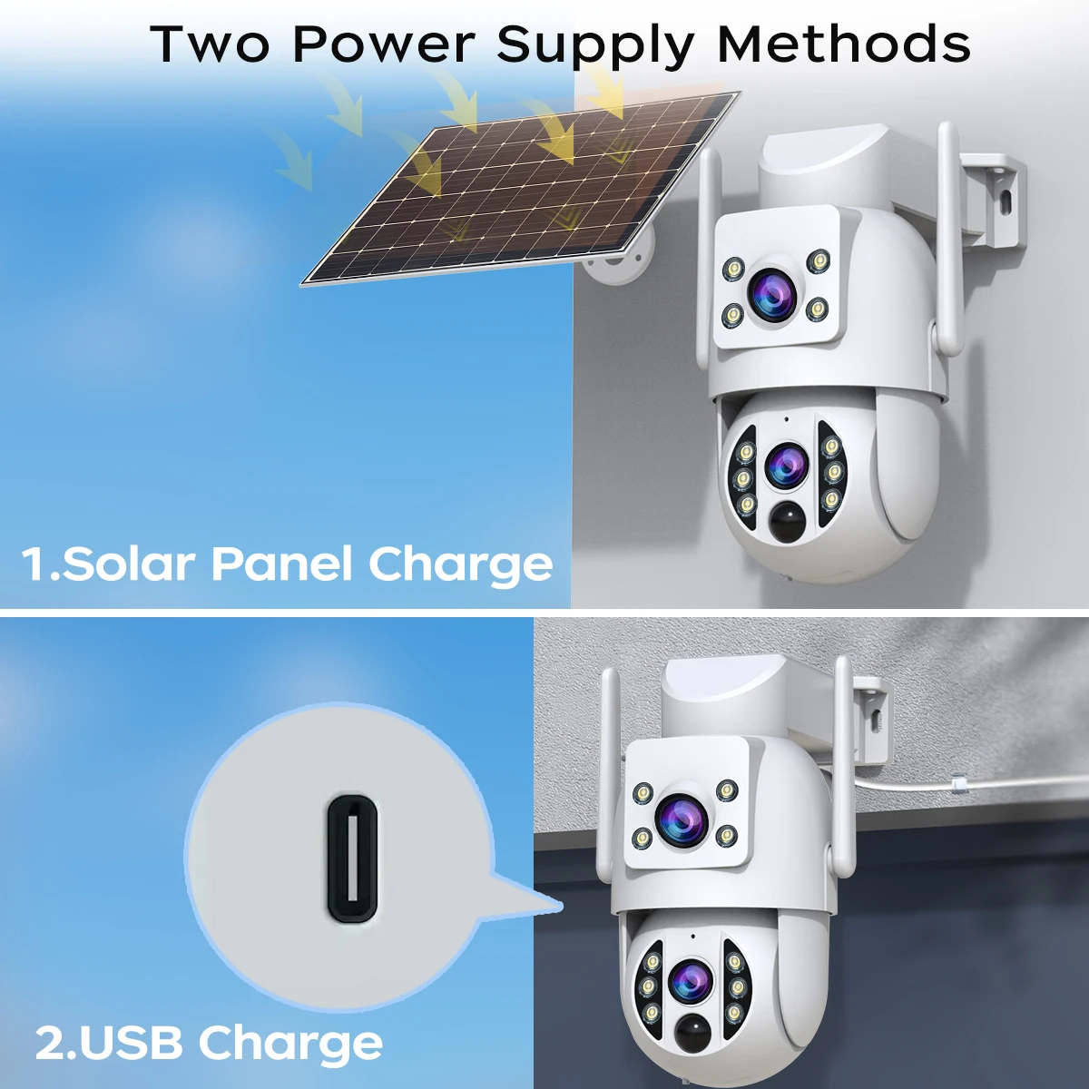 JOOAN 4MP Solar Wifi Camera Dual Lens Outdoor Wireless PIR Human Detection Night Built in Battery Home Security CCTV Video Surveillance