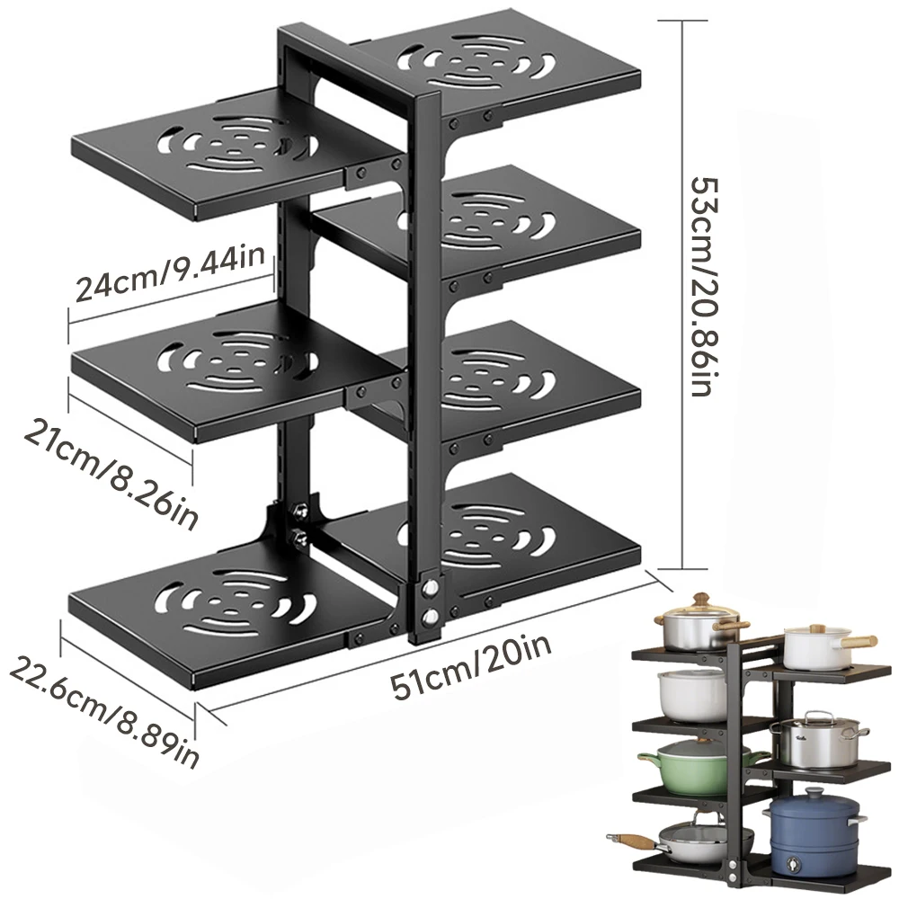 51x53x22.6cm Multi-Layer Sink Cabinet Cookware Pot Cover Cabinet Steel Storage Rack Kitchen Sink Shelf With Adjustable Shelves