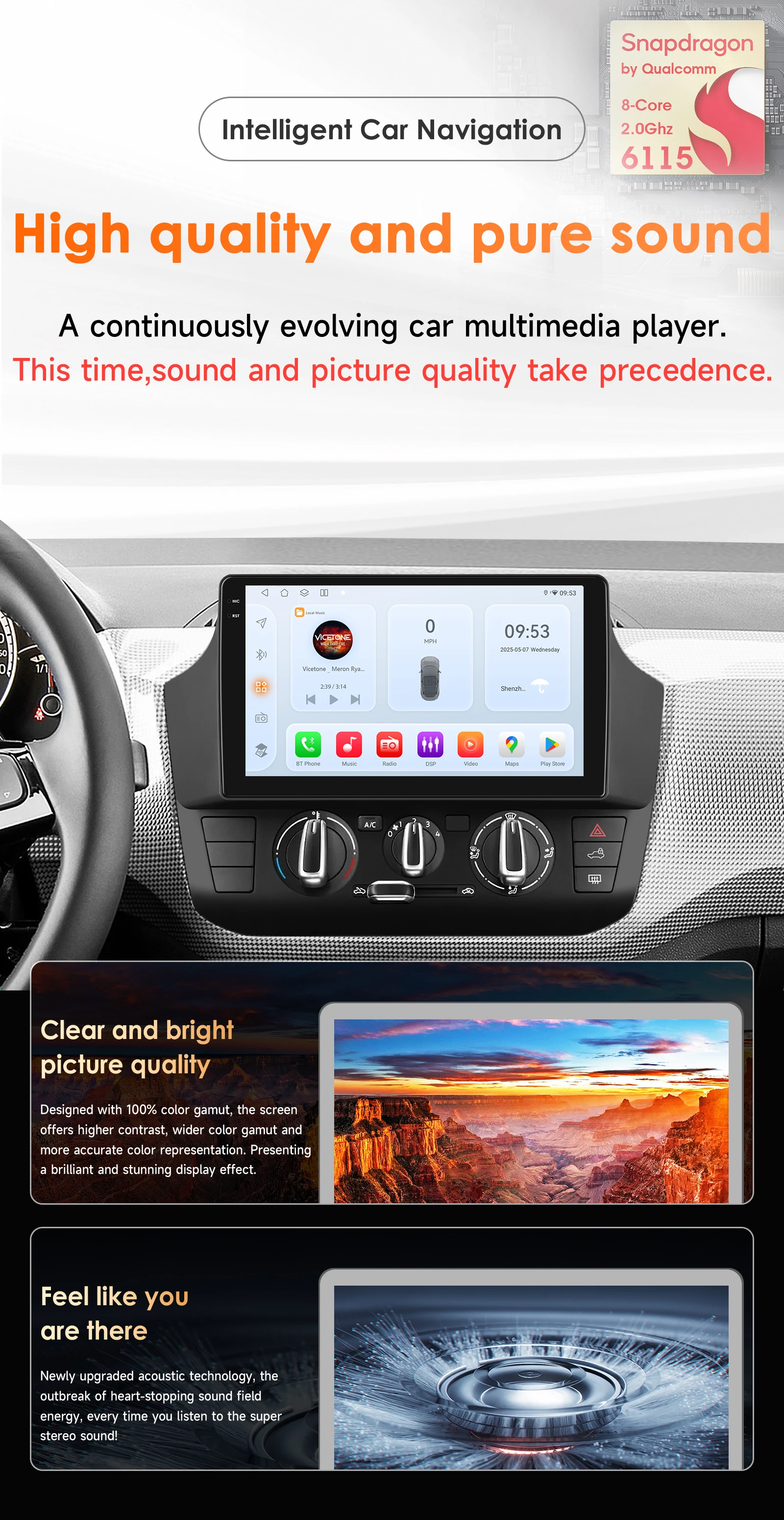 Hizpo Car Stereo Radio Touch Screen For Volkswagen UP! 2017-2023 UP Manual A/C Carplay GPS Navigation 8 Core 4G WIFI Autoradio