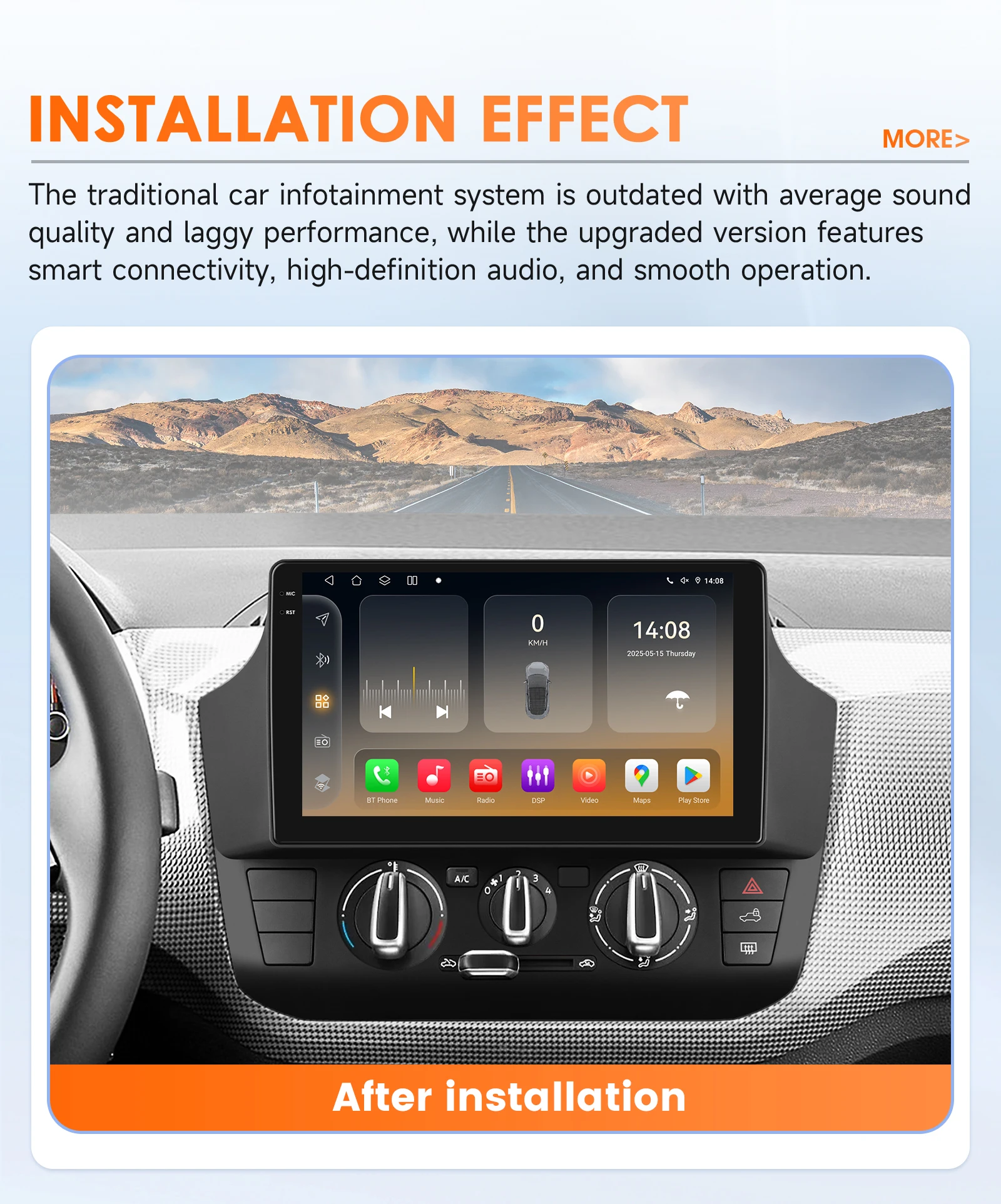 Hizpo Car Stereo Radio Touch Screen For Volkswagen UP! 2017-2023 UP Manual A/C Carplay GPS Navigation 8 Core 4G WIFI Autoradio