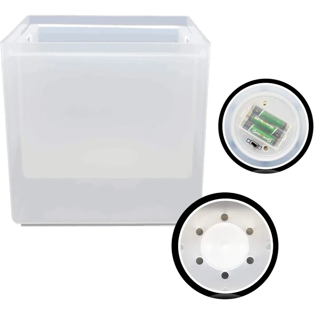 3.5L LED Ice Bucket Double Layer Square Champagne Wine Drinks Beer Bucket with Multi Color Gradual Change for KTV Parties