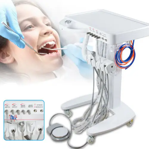 Einheit Tragbarer Rollwagen Dental Portable Mobile Self Delivery Cart Unit 4Loch