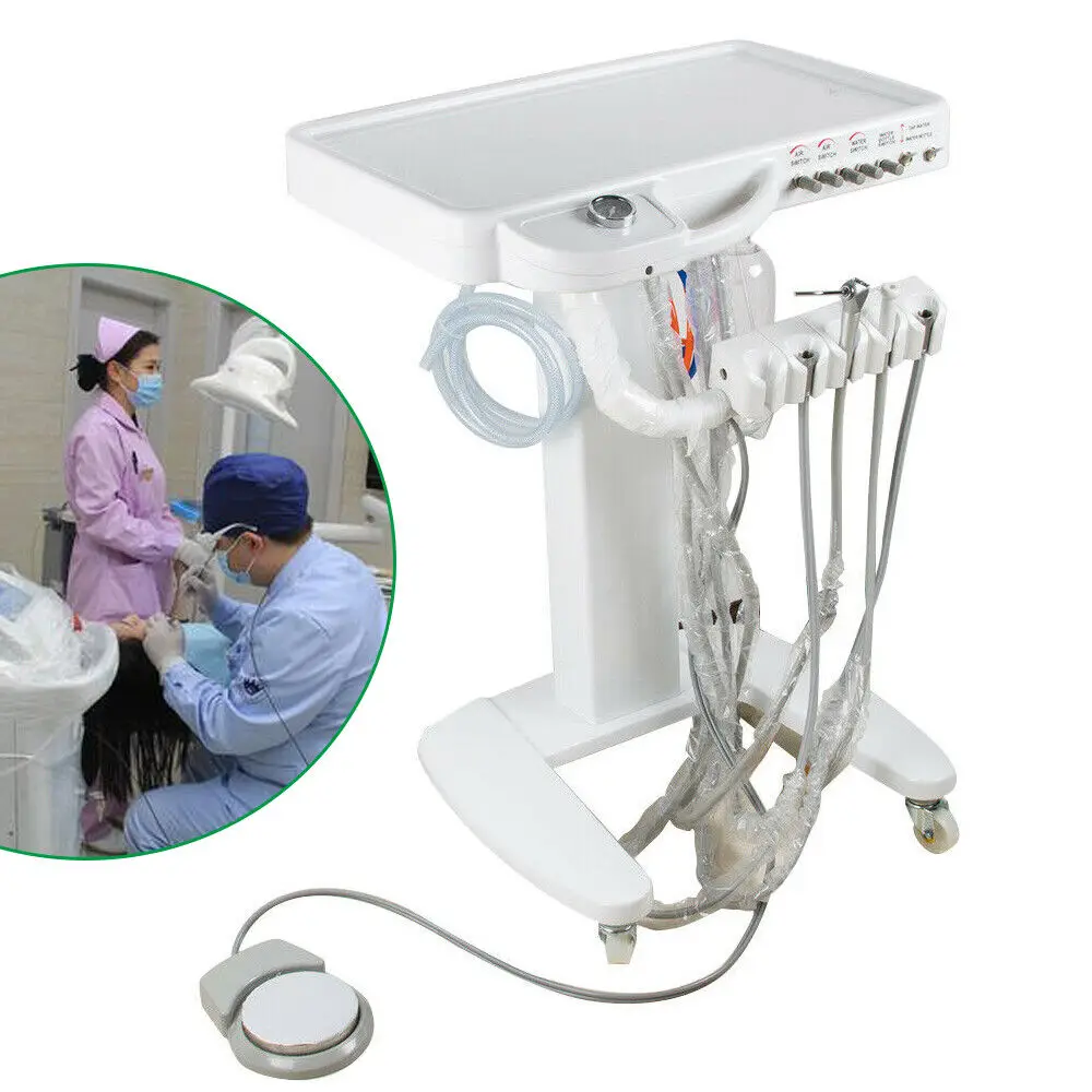 Einheit Tragbarer Rollwagen Dental Portable Mobile Self Delivery Cart Unit 4Loch