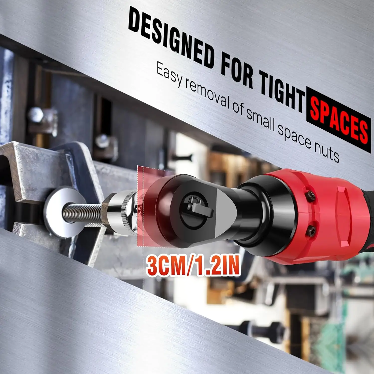 BRIEFNESS Motorcycle Repair Tools Electric Ratchet Wrench Set Rechargeable Cordless Ratchet Wrench Set Electric Wrench Red Black