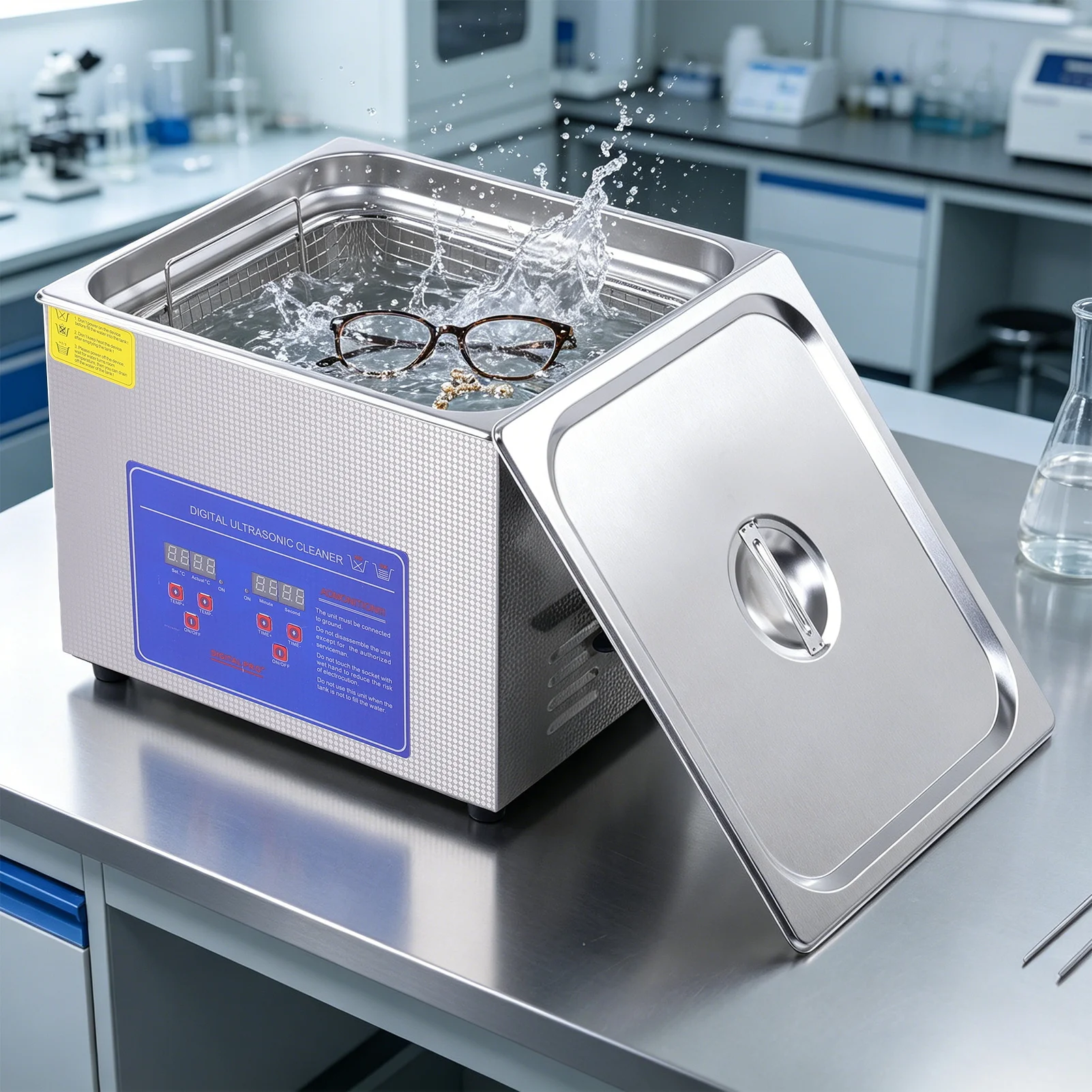 Ultrasonic Cleaning Machine 15/30L Digital Jewelry Cleaner 40kHz with Heater Stainless Steel Adjustable Time and Temperature for